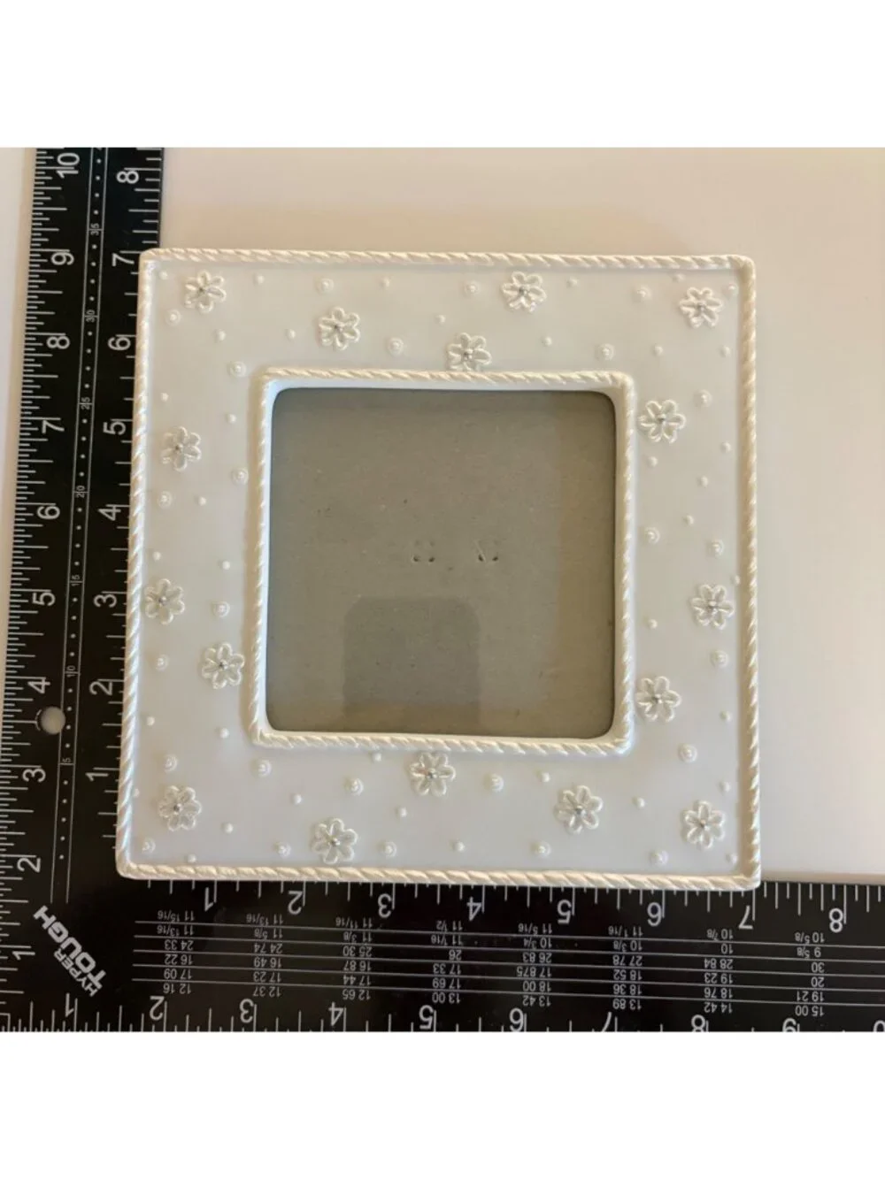 Russ White Lace and Promises Porcelain Pearlized Flower Frame 4 x 4 Photo Gift